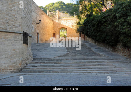 Cour intérieure de monastère de Pedralbes à Barcelone, Espagne Banque D'Images