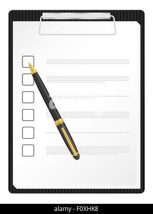 Liste de contrôle du presse-papiers avec stylo. Vector illustration. Illustration de Vecteur