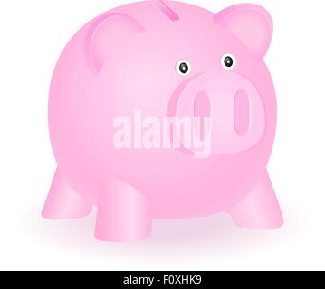 Pink piggy bank on white background. Vector illustration. Illustration de Vecteur