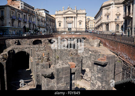 Amphithéâtre romain de Catane, Sicile, Italie Banque D'Images