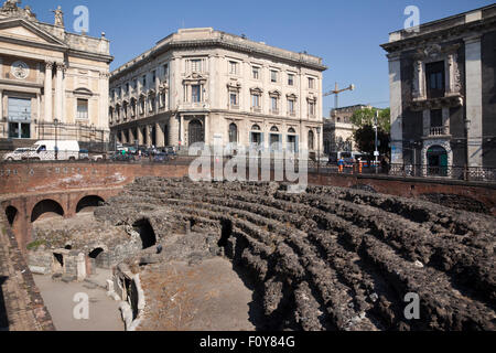 Amphithéâtre romain de Catane, Sicile, Italie Banque D'Images