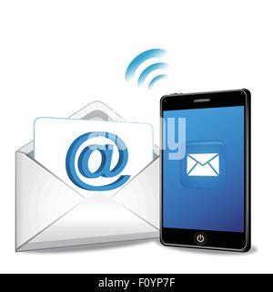 L'envoi d'e-Smart phone sur fond blanc Illustration de Vecteur