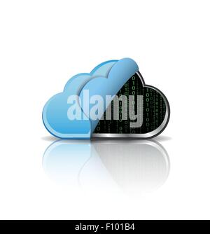 L'icône de cloud computing avec code binaire Illustration de Vecteur