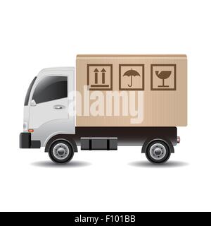 Camion de livraison avec une boîte en carton Illustration de Vecteur