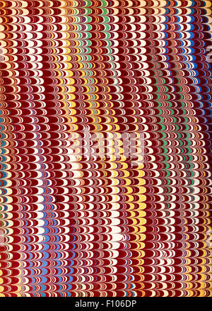 Marbré à la main pastedown ou endpaper à partir de la 19e siècle les livres. Voir la description pour plus d'informations. Banque D'Images