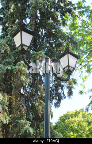 Les lanternes dans Nice ville parc avec arbres verts Banque D'Images