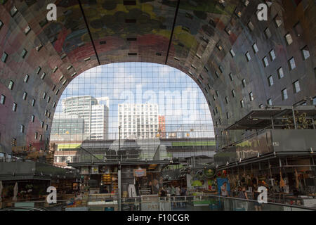 Markthal Binnenrotte en construction, centre de Rotterdam, Pays-Bas, a terminé 2014 architectes MVRDV Banque D'Images