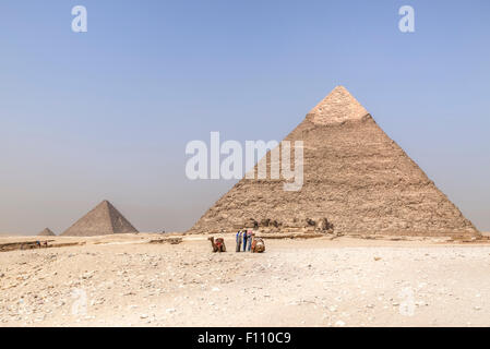 Grandes pyramides de Gizeh, Giza, Cairo, Égypte, Afrique Banque D'Images