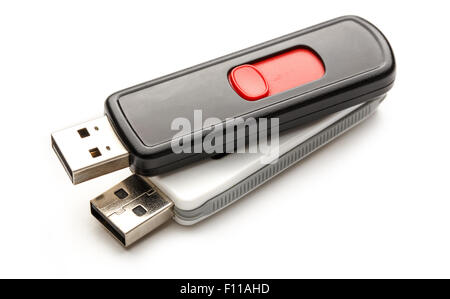 Les lecteurs flash USB sur le fond blanc Banque D'Images