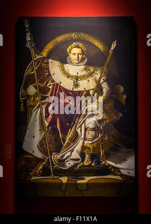 Napoléon Ier peinture sur trône impérial par Jean Auguste Dominique Ingres, 1806, Musée Mémorial 1815, Braine-l'Alleud, Belgique Banque D'Images