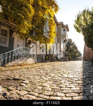 Rue de la fontaine froide ou Sogukcesme Sokagi est une petite rue avec des maisons dans le quartier Sultanahmet Banque D'Images