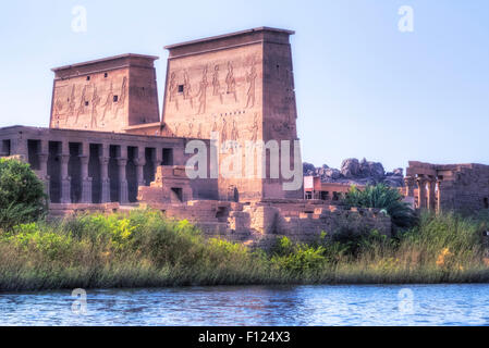 Temple de Philae, l'Île Agilkia, Nil, Assouan, Egypte, Afrique du Sud Banque D'Images