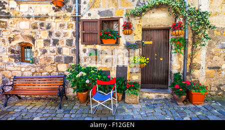 Les rues charmantes de la ville médiévale de Bolsena, Italie Banque D'Images