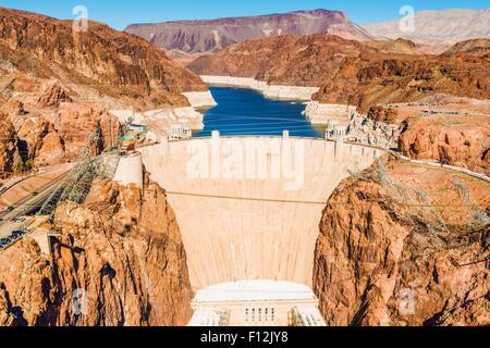 Célèbre Barrage Hoover au lac Mead, à la frontière du Nevada et de l'Arizona, United States. Banque D'Images