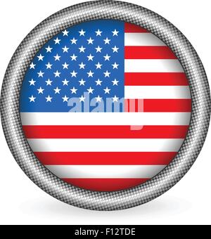 Bouton drapeau USA sur un fond blanc. Vector illustration. Illustration de Vecteur