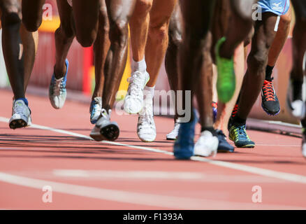 Beijing, Chine. Août 26, 2015. Les athlètes en compétition lors de la Men's 5000 m 1 de la 15e ronde de l'Association Internationale des Fédérations d'athlétisme (IAAF) Championnats du monde d'athlétisme à Pékin, Chine, 26 août 2015. Photo : Michael Kappeler/dpa/Alamy Live News Banque D'Images