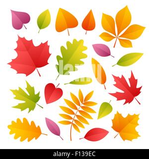 Ensemble de feuilles aux couleurs automnales Illustration de Vecteur