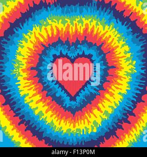 Coeur, l'amour, arc-en-ciel tie dye Background Illustration de Vecteur
