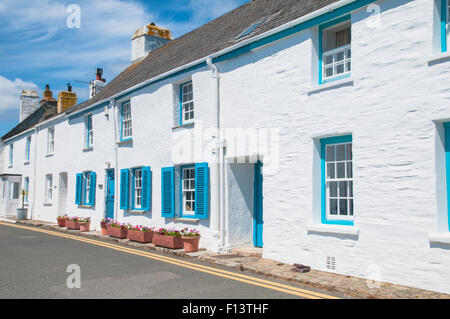 Vieux fishermens cottages St Mawes Cornwall Angleterre Banque D'Images