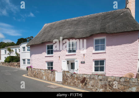 Thacthed Cottage Rose St Mawes Cornwall Angleterre Banque D'Images