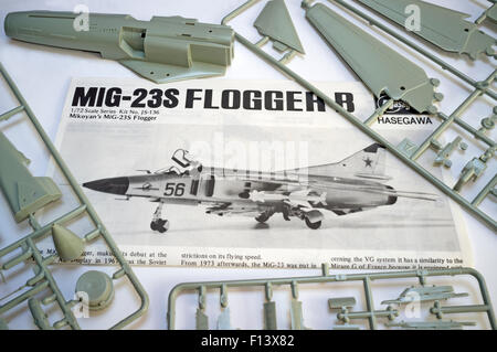 Hasegawa Mig-23 Flogger B Modèle de Jet Aviation soviétique lutte Banque D'Images