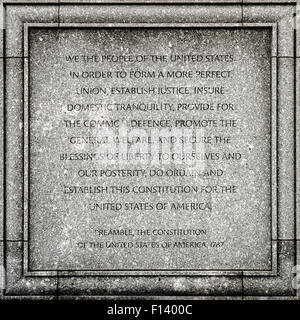Détail de l'extérieur John Joseph Moakley United States Courthouse à Boston - Préambule de la constitution de l'USA Banque D'Images