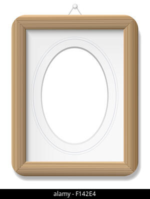 - Cadre photo style vintage en bois avec un tapis et des lignes françaises. Illustration sur fond blanc. Banque D'Images