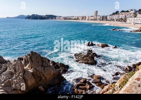 Sa Caleta, plage de Lloret de Mar. Banque D'Images