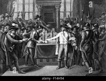 Années 1600 Années 1640, OLIVER CROMWELL DISSOLVANT LE LONG PARLEMENT ANGLETERRE Banque D'Images