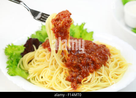 Spaghetti avec sauce à la viande Banque D'Images