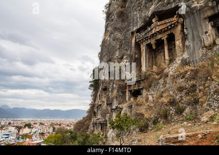 Lycian Rock Tombs - Fethiye, Turquie Banque D'Images