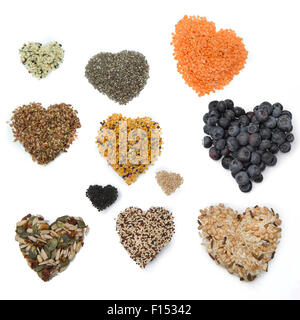 Superfood coeur isolé sur fond blanc Banque D'Images