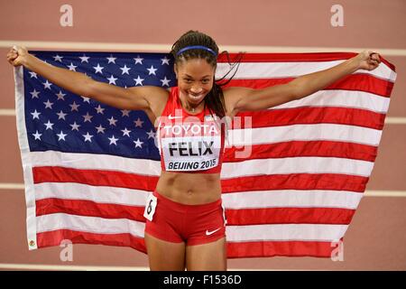 Beijing, Chine. Août 27, 2015. Es Championnats du Monde au Stade National, également connu sous le nom de nid d'oiseau, à Beijing, Chine, 27 août 2015. Allyson Felix (USA) remporte la finale du 400 mètres femmes : Action Crédit Plus Sport/Alamy Live News Banque D'Images