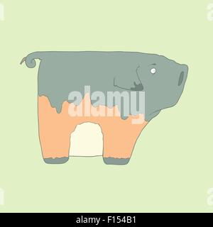 L'icône de la main à plat d'un cochon mignon Illustration de Vecteur