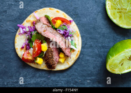 Pavé de boeuf Mini tortillas Banque D'Images