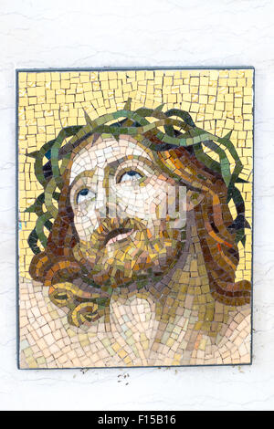 Mosaïque de Jésus Christ avec couronne d'épines. Banque D'Images