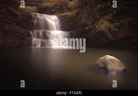 Sgydau Sychryd Pays de Galles cascade ou l'Sychryd Cascades est un ensemble de chutes d'eau près de Pontneddfechan, Galles du sud. Banque D'Images