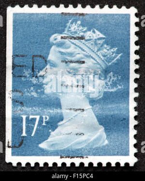 British 17p utilisé et cachet de poste - dix-sept pence Banque D'Images