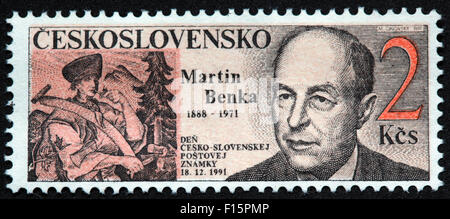 Ceskoslovensko Martin Ithaque 1888 1971 postovej Znamky den cesko slovenskej 18.12.1991 2KCs stamp Banque D'Images