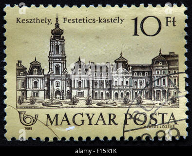 Magyar Posta vertel Jozsee 10ft Keszthely Festetics-kastely 1988 Stamp, Hongrie Banque D'Images