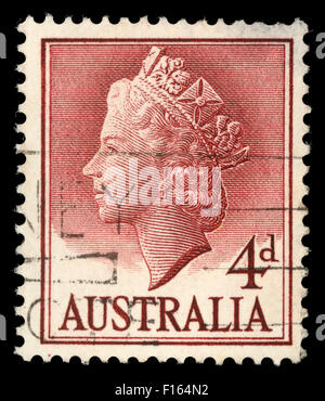 Timbres en Australie montre la reine Elizabeth II, vers 1955. Banque D'Images