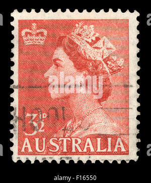 Timbres en Australie montre la reine Elizabeth II, vers 1953 Banque D'Images