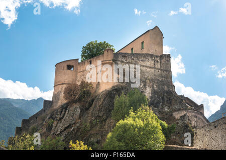 La Citadelle avec le Eagle's Nest bastion, Corte, Corse, France Banque D'Images