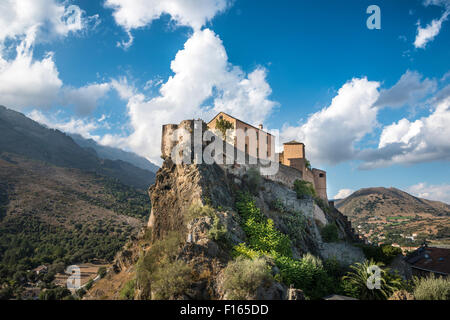 La Citadelle avec le Eagle's Nest bastion, Corte, Corse, France Banque D'Images