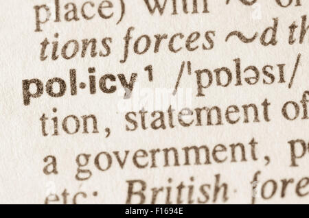 Définition du mot dans le dictionnaire de la politique Banque D'Images