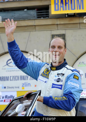 Zlin, République tchèque. Août 28, 2015. Vaclav Pech, République tchèque, Barum rally Intercontinental Rally Challenge (IRC) et l'automobile international championnat de République tchèque à Zlin, République tchèque, le 28 août 2015. © Dalibor Gluck/CTK Photo/Alamy Live News Banque D'Images