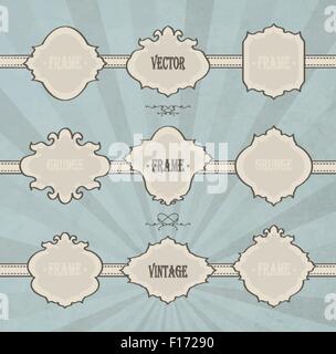 Ensemble de cadres Vintage sur un fond rayé Grunge sale Illustration de Vecteur
