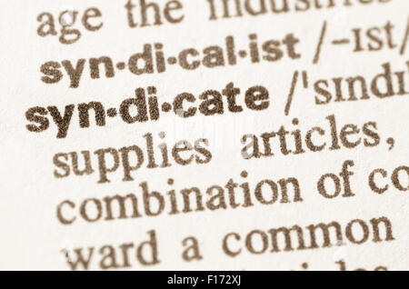 Définition du mot syndicate dans le dictionnaire Banque D'Images