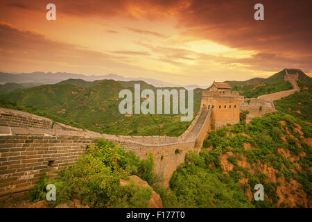 Grande Muraille de Chine au lever du soleil Banque D'Images