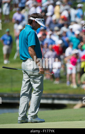 Edison, NJ, USA. Août 28, 2015. Bubba Watson (USA) réagit au cours de la deuxième série de l'Indice Barclays Fed Ex Champion à Plainfield Country Club à Edison, NEW JERSEY Kostas Lymperopoulos/csm/Alamy Live News Banque D'Images